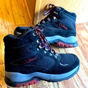 L.L. Bean women size 7 black gray red suede leather mesh hiker hiking boots